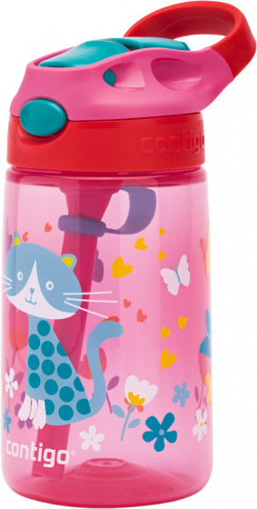 Contigo gizmo flip autospout kinderdrinkfles met rietje, bpa-vrije waterfles - cherry with cat - 420ml