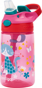Contigo gizmo flip autospout kinderdrinkfles met rietje, bpa-vrije waterfles - cherry with cat - 420ml