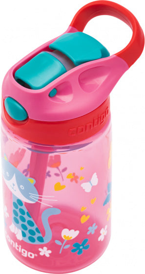 Contigo gizmo flip autospout kinderdrinkfles met rietje, bpa-vrije waterfles - cherry with cat - 420ml