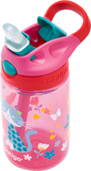 Contigo gizmo flip autospout kinderdrinkfles met rietje, bpa-vrije waterfles - cherry with cat - 420ml