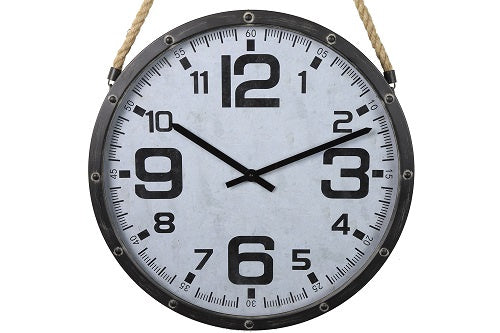 klok Luke rond 58 cm staal/nikkel grijs