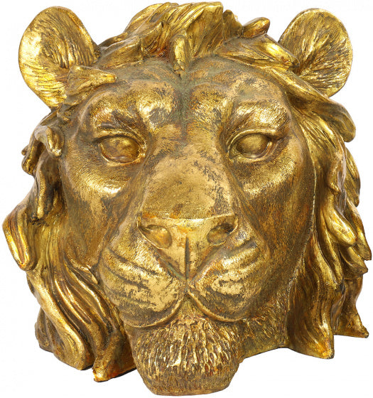 ornament Leeuw Mink 23,5 x 22 cm polysteen goud