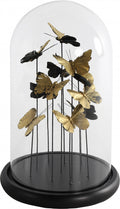 stolp Isabel vlinders 23 x 38 cm glas goud/zwart