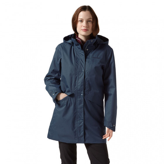 outdoorjas Aird dames polyester donkerblauw mt 36