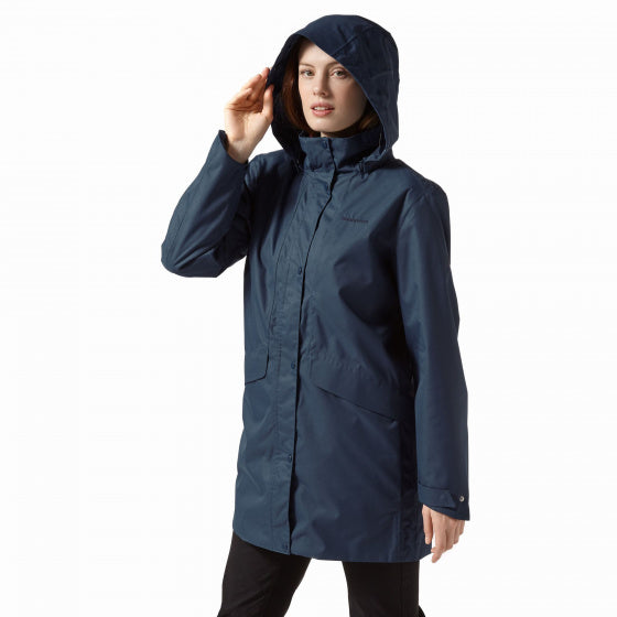 outdoorjas Aird dames polyester donkerblauw mt 40