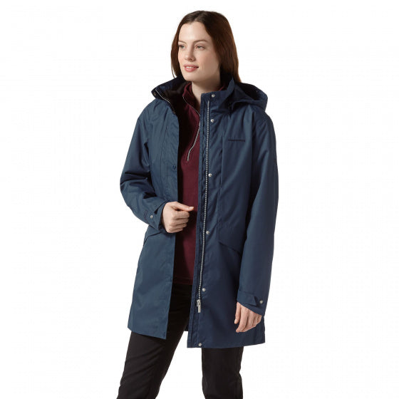 outdoorjas Aird dames polyester donkerblauw mt 36