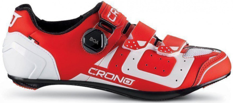 fietsschoenen CR3 Carbon heren rood/wit maat 43