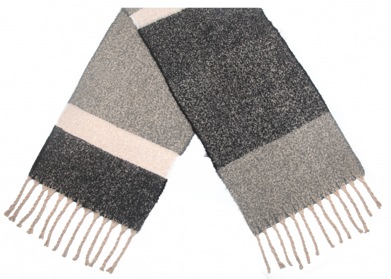 Cwi Sjaal Blokken dames 180 x 50 cm polyester grijs/zwart