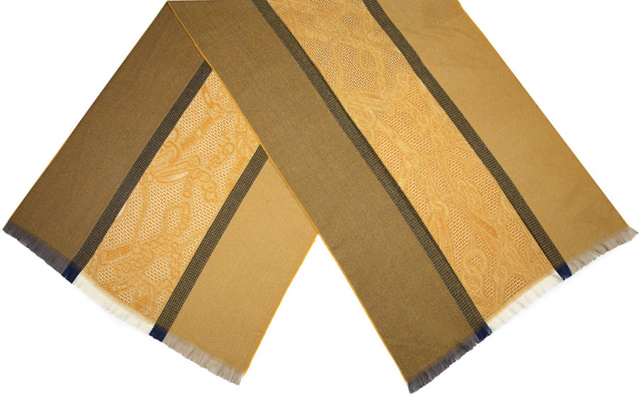 Cwi Sjaal dames 180 x 70 cm polyester geel/bruin