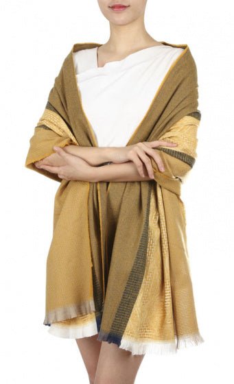 Cwi Sjaal dames 180 x 70 cm polyester geel/bruin