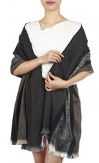 Cwi Sjaal dames 180 x 70 cm polyester zwart/grijs