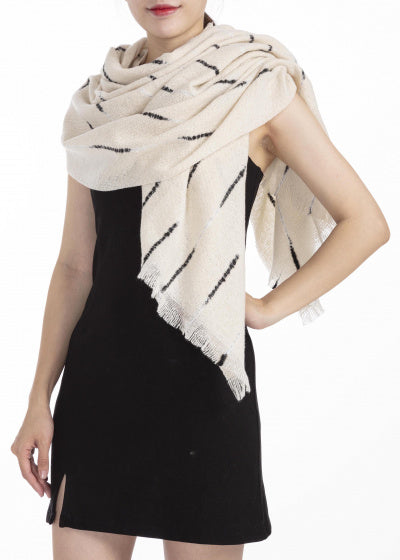 Cwi Sjaal dames 180 x 65 cm polyester beige/zwart/wit one-size