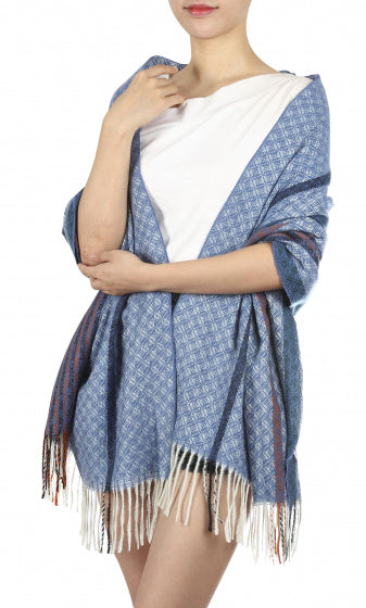 sjaal dames 180 x 65 cm polyester blauw one-size