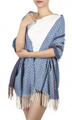 sjaal dames 180 x 65 cm polyester blauw one-size