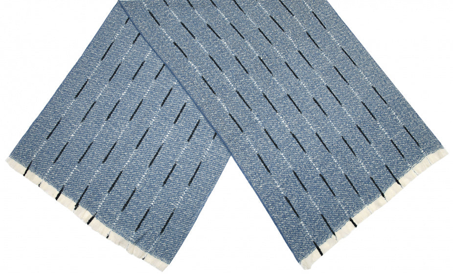 sjaal dames 180 x 65 cm polyester blauw/zwart/wit one-size