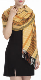 sjaal dames 180 x 65 cm polyester geel one-size