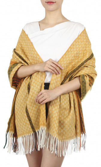 sjaal dames 180 x 65 cm polyester geel one-size