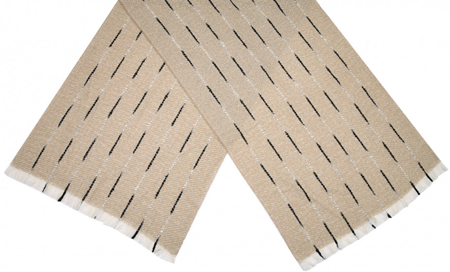 sjaal dames 180 x 65 cm polyester naturel/zwart/wit one-size