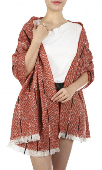 Cwi Sjaal dames 180 x 65 cm polyester rood/zwart/wit one-size