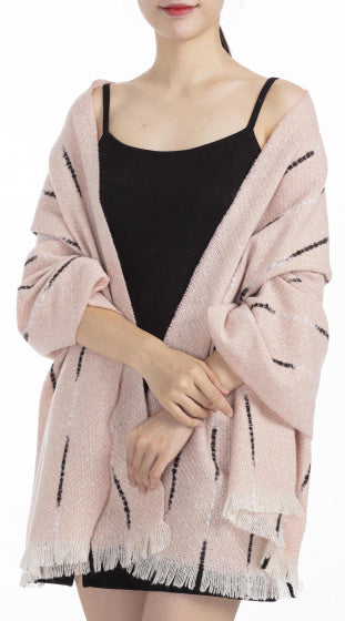 Cwi Sjaal dames 180 x 65 cm polyester roze/zwart/wit one-size