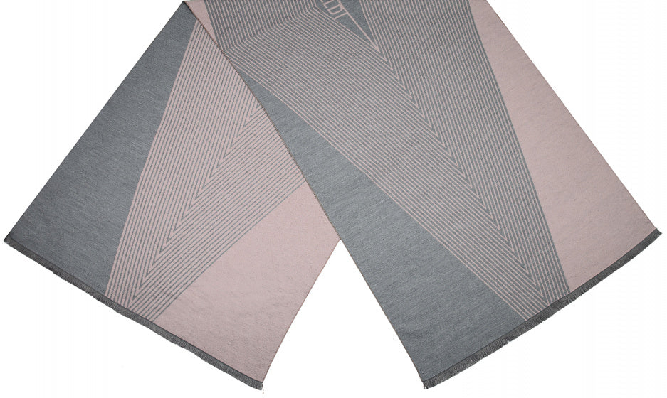 sjaal dames 180 x 63 cm polyester/viscose grijs/roze