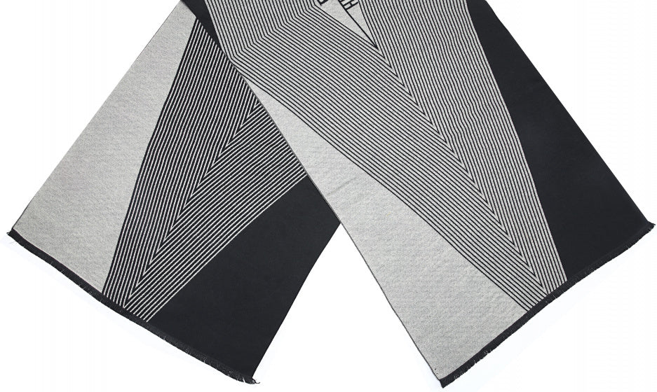 sjaal dames 180 x 63 cm polyester/viscose grijs/zwart