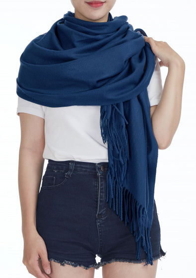Cwi Sjaal dames 180 x 70 cm viscose blauw one-size