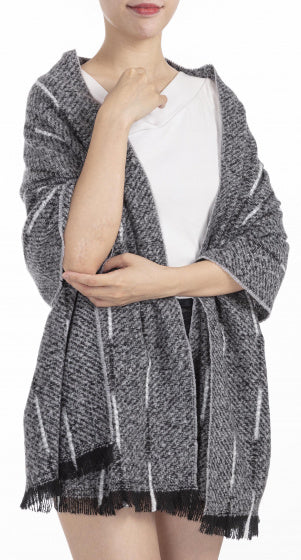 Cwi Sjaal dames 180 x 65 cm polyester grijs/wit one-size