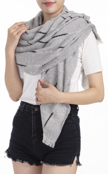 Cwi Sjaal dames 180 x 65 cm polyester grijs/zwart/wit one-size