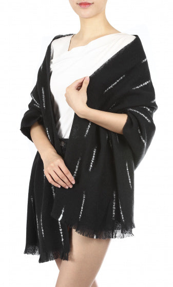 Cwi Sjaal dames 180 x 65 cm polyester zwart/wit one-size