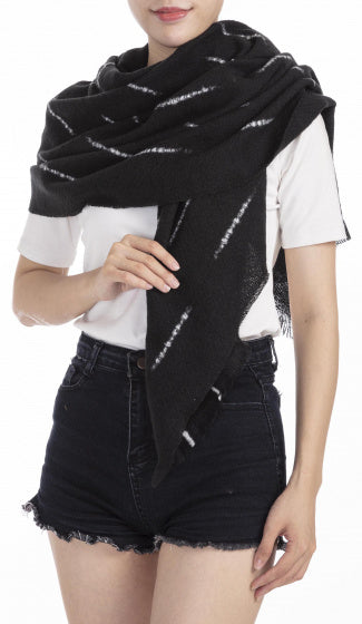 Cwi Sjaal dames 180 x 65 cm polyester zwart/wit one-size