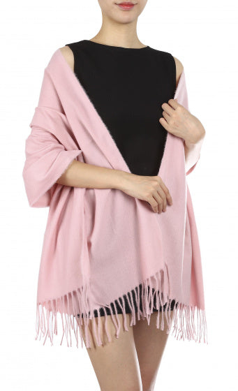 Cwi Sjaal effen dames 180 x 72 cm polyester lichtroze one-size