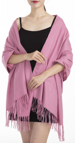 Cwi Sjaal effen dames 180 x 72 cm polyester roze one-size
