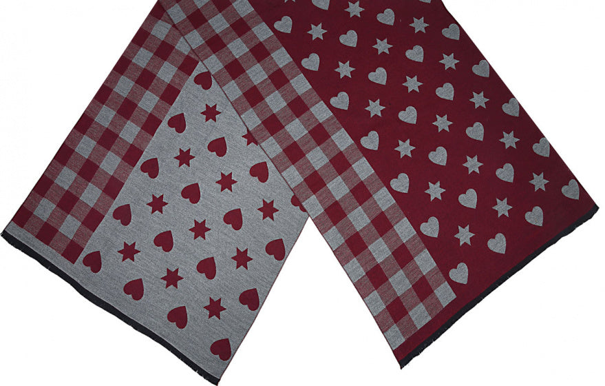 Cwi Sjaal Geruit dames 180 x 63 cm polyester/viscose rood