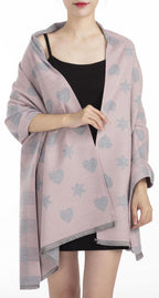 sjaal Geruit dames 180 x 63 cm polyester/viscose roze