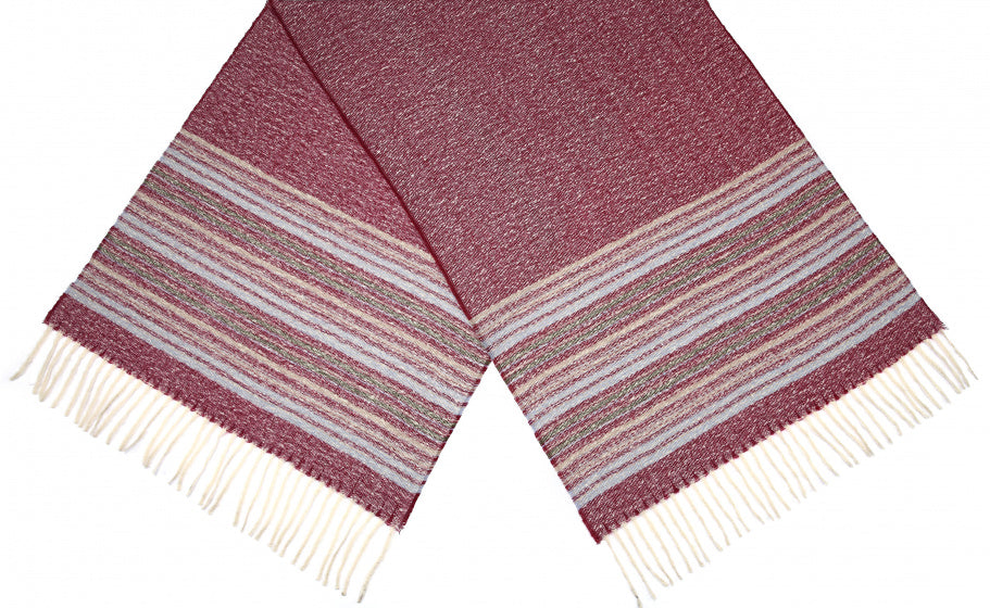 sjaal Gestreept dames 180 x 65 cm polyester donkerrood
