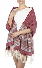 sjaal Gestreept dames 180 x 65 cm polyester donkerrood