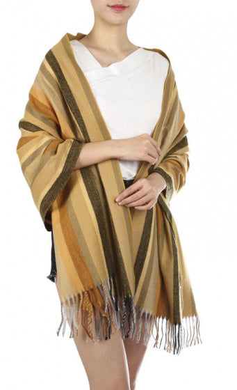 Cwi Sjaal Gestreept dames 180 x 65 cm polyester geel