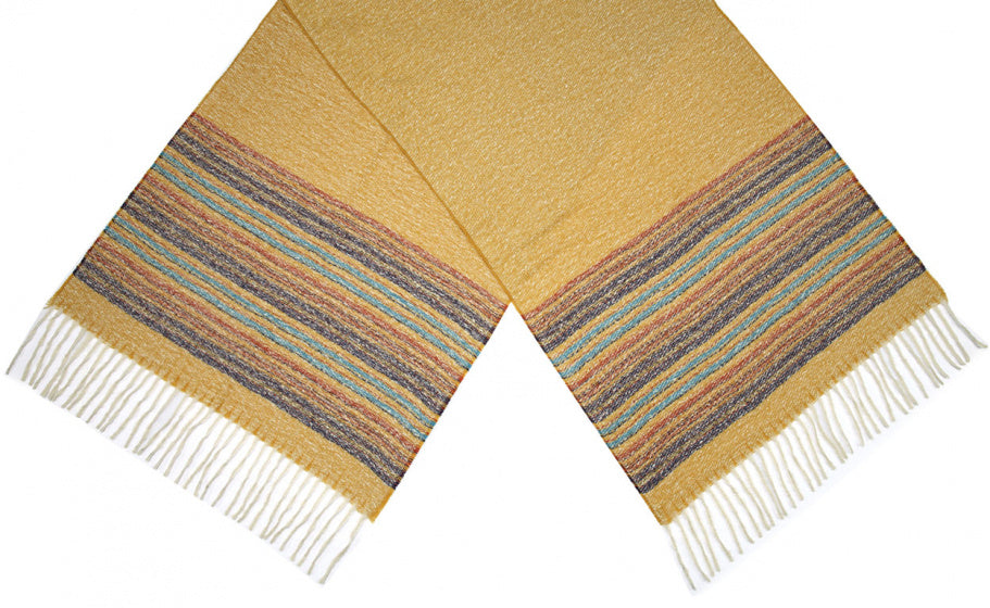 Cwi Sjaal Gestreept dames 180 x 65 cm polyester okergeel