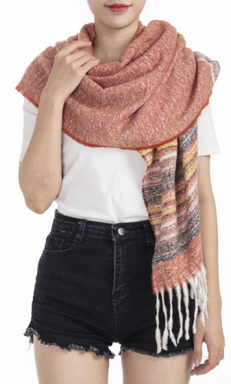 Cwi Sjaal Gestreept dames 180 x 65 cm polyester oranje