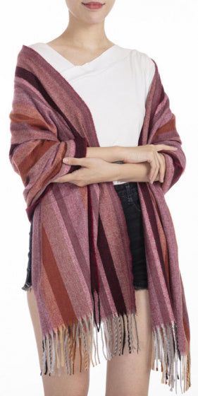 Cwi Sjaal Gestreept dames 180 x 65 cm polyester roze