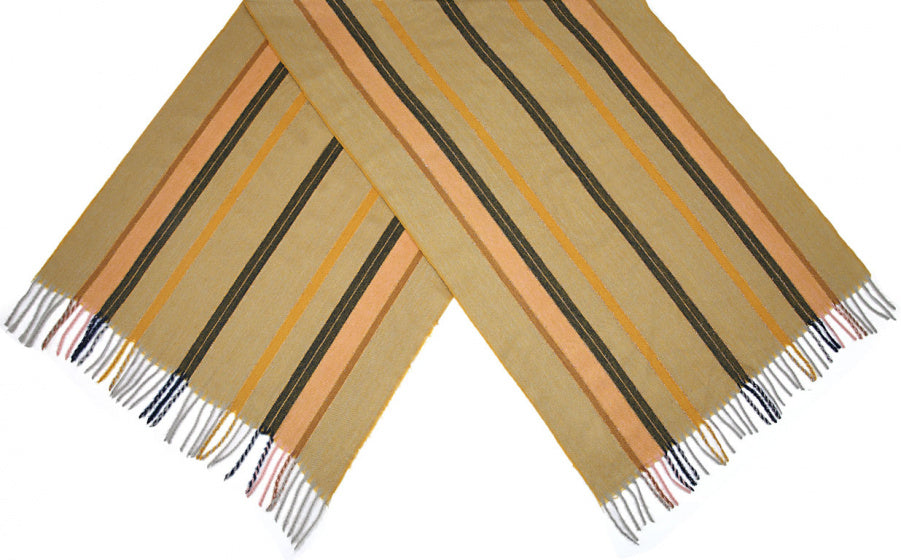 sjaal Gestreept dames 180 x 65 cm polyester/viscose geel