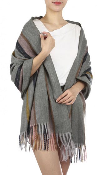 Cwi Sjaal Gestreept dames 180 x 65 cm polyester/viscose groen