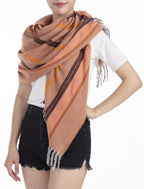 Cwi Sjaal Gestreept dames 180 x 65 cm polyester/viscose oranje