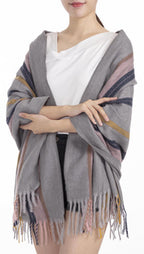 Cwi Sjaal Gestreept dames 180 x 65 cm viscose/polyester grijs
