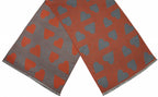 sjaal hart dames 180 x 63 cm polyester/viscose oranje/grijs