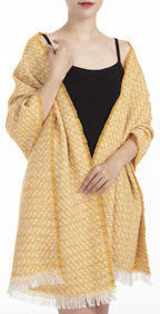 Cwi Sjaal Houndstooth Optic dames 190 x 57 cm polyester geel