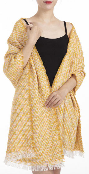 Cwi Sjaal Houndstooth Optic dames 190 x 57 cm polyester geel
