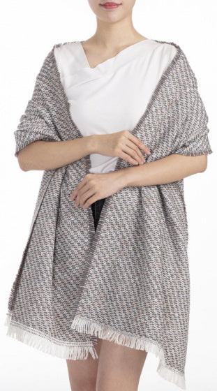 Cwi Sjaal Houndstooth Optic dames 190 x 57 cm polyester grijs