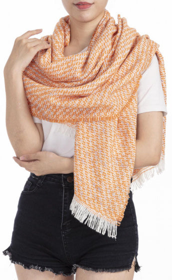Cwi Sjaal Houndstooth Optic dames 190 x 57 cm polyester oranje
